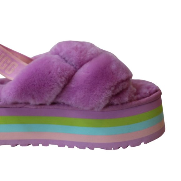 UGG Platform DISCO Slides Pink/Purple/Blue/Green Elastic strap Women's 8 NEW! - Picture 8 of 11